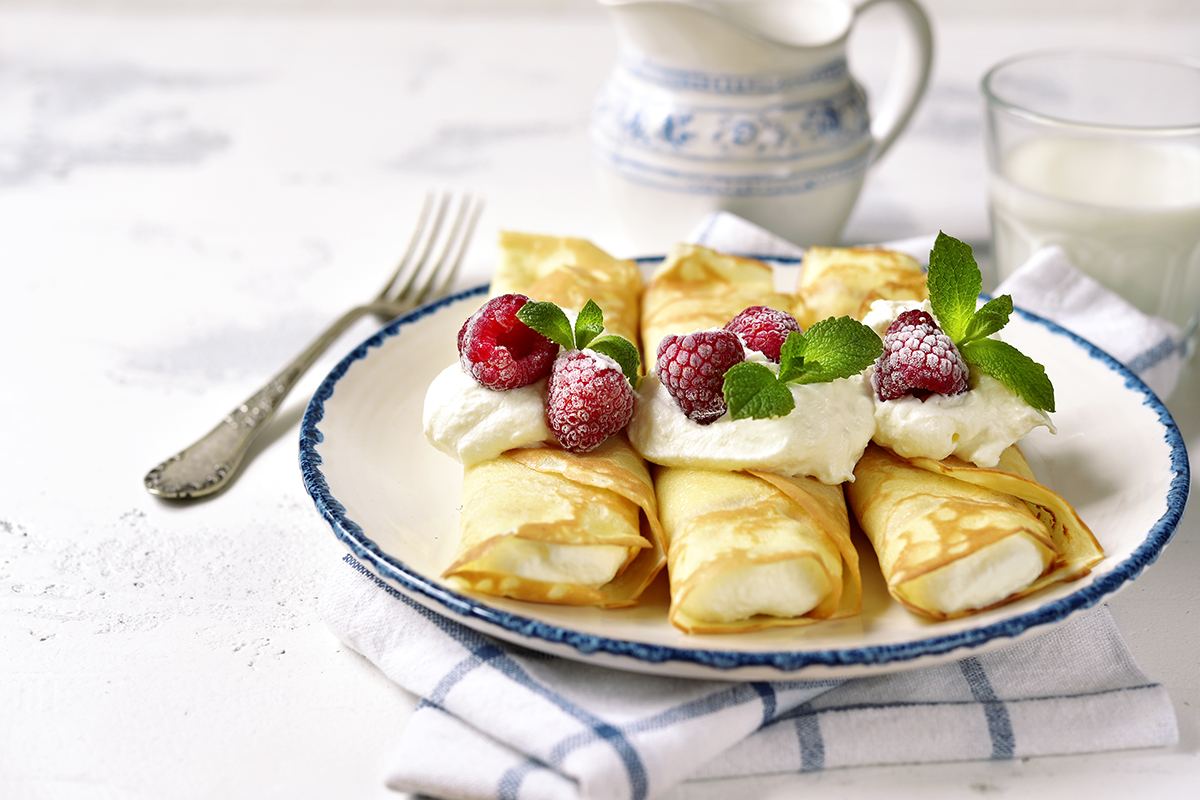 CREPES CON MASCARPONE E LAMPONI